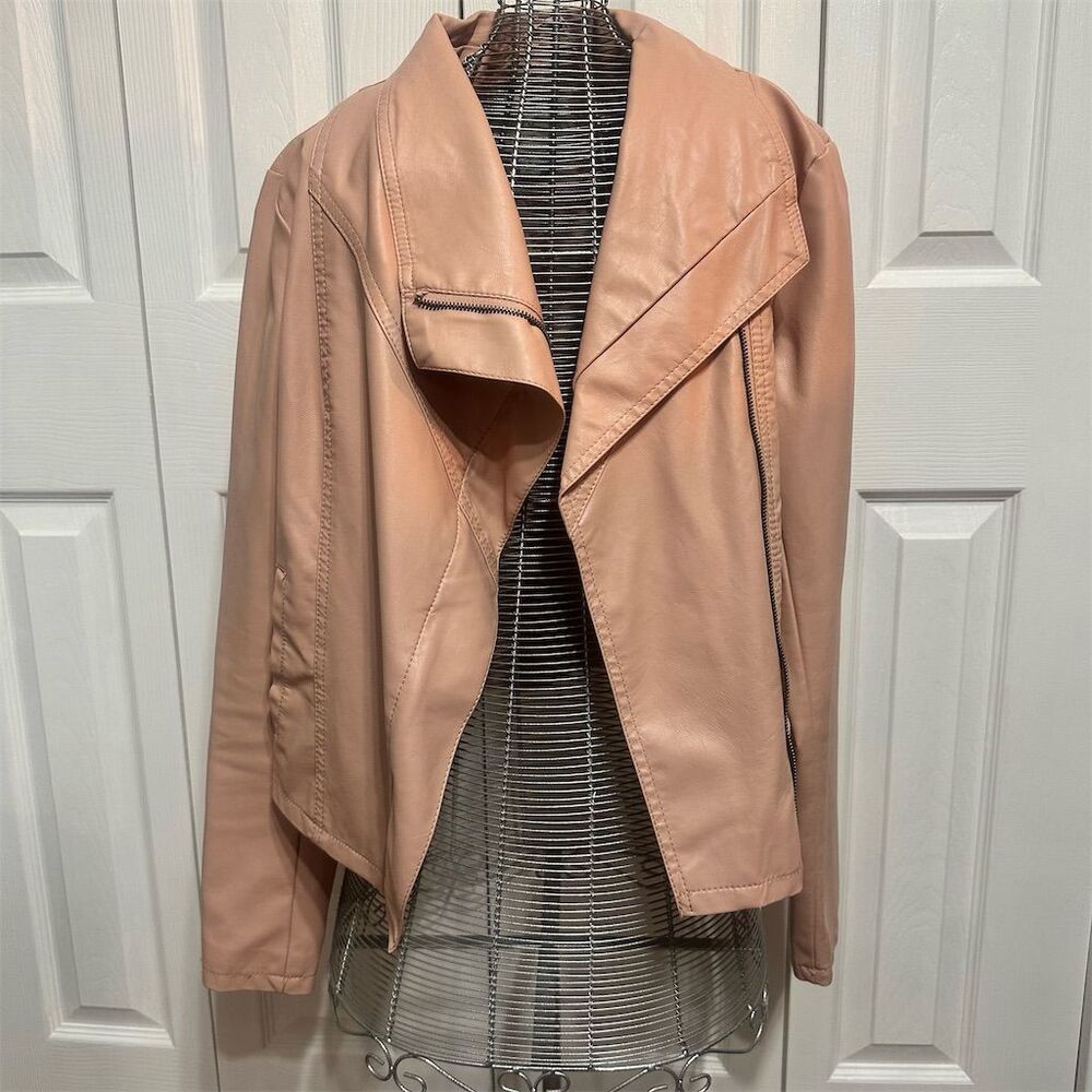 A New Day Women's Asymmetrical Motorcycle Jacket Pink Size S